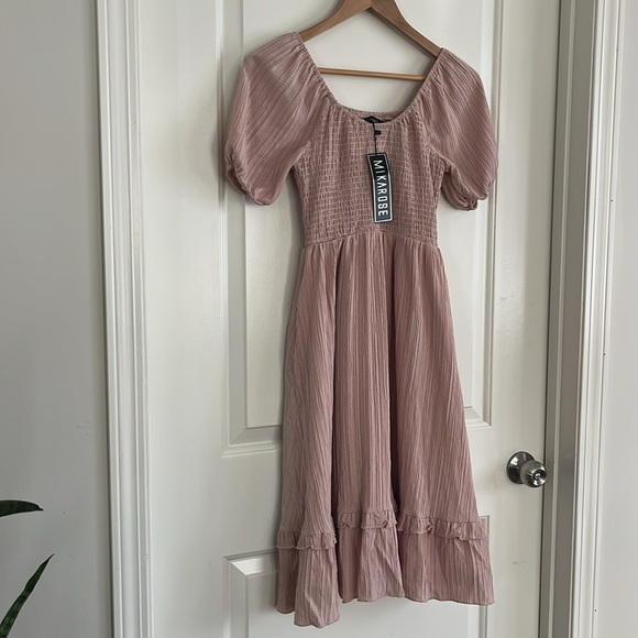 NWT Mikarose dusty rose empire waist dress size small - Picture 2 of 5